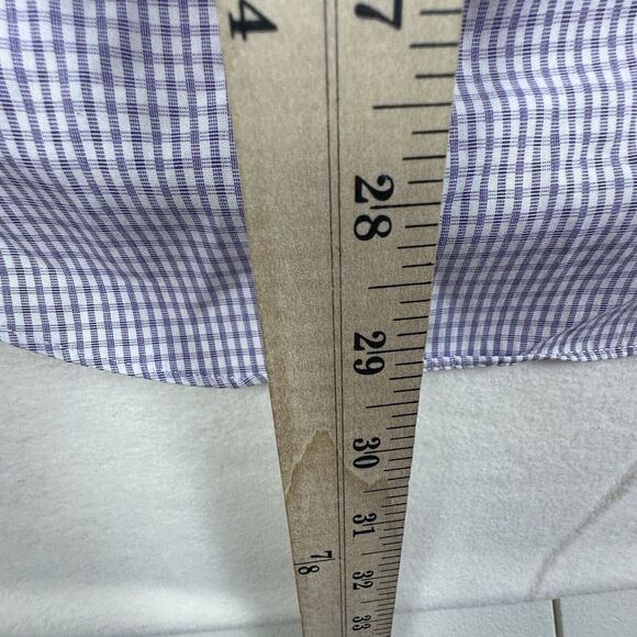 David Donahue Shirt Mens Size 16.5 Purple Plaid French Cuff Long Sleeve Slim Fit - Picture 3 of 11